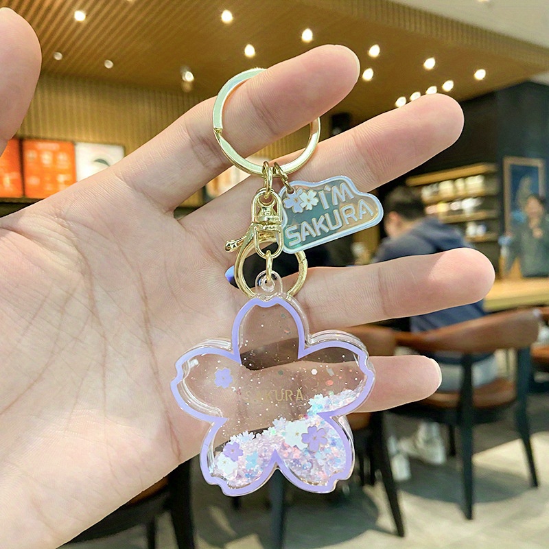 Cherry Blossom Quicksand, Car Key Chain Aesthetic