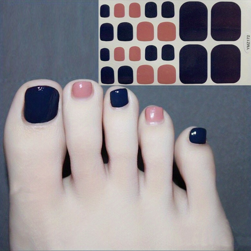 Waterproof Toenail Stickers Solid Wraps Self Adhesive Polish Gel Strips