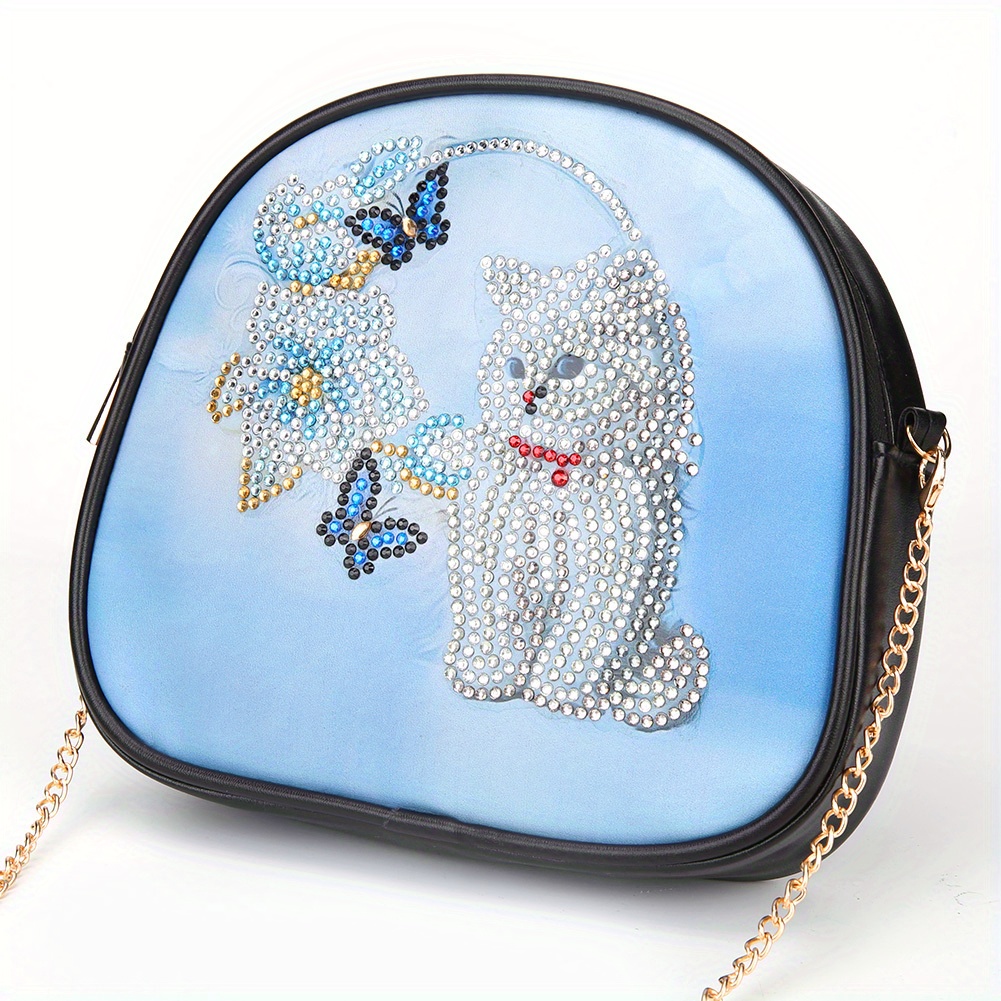 Diy Cat Diamond Painting Clutch Bags Size Soft Leather Handbag And