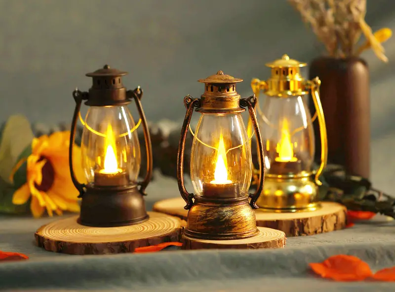 1pc mini vintage wind lamp led candle light small night light camping light bedside hanging light table light atmosphere light electronic candle light with 3 pieces ag13 battery powered details 7