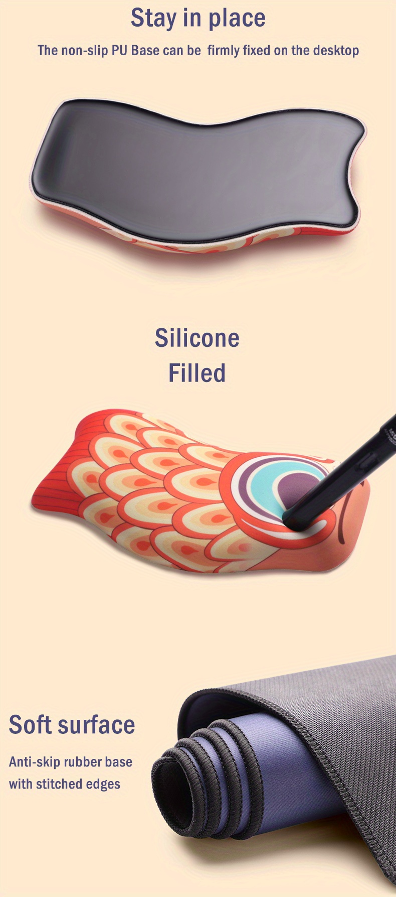 Silicone Filled Mouse Wrist Pad Keyboard Hand Rest Oversized - Temu ...