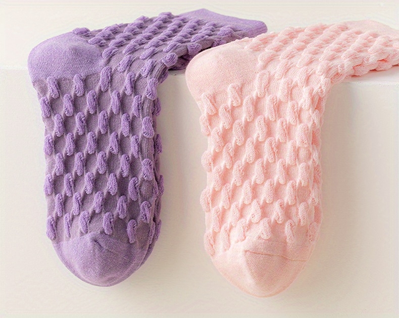 Textured Crew Socks, Solid Color Sporty Mid Tube Socks, Comfort Socks For  Women - Temu