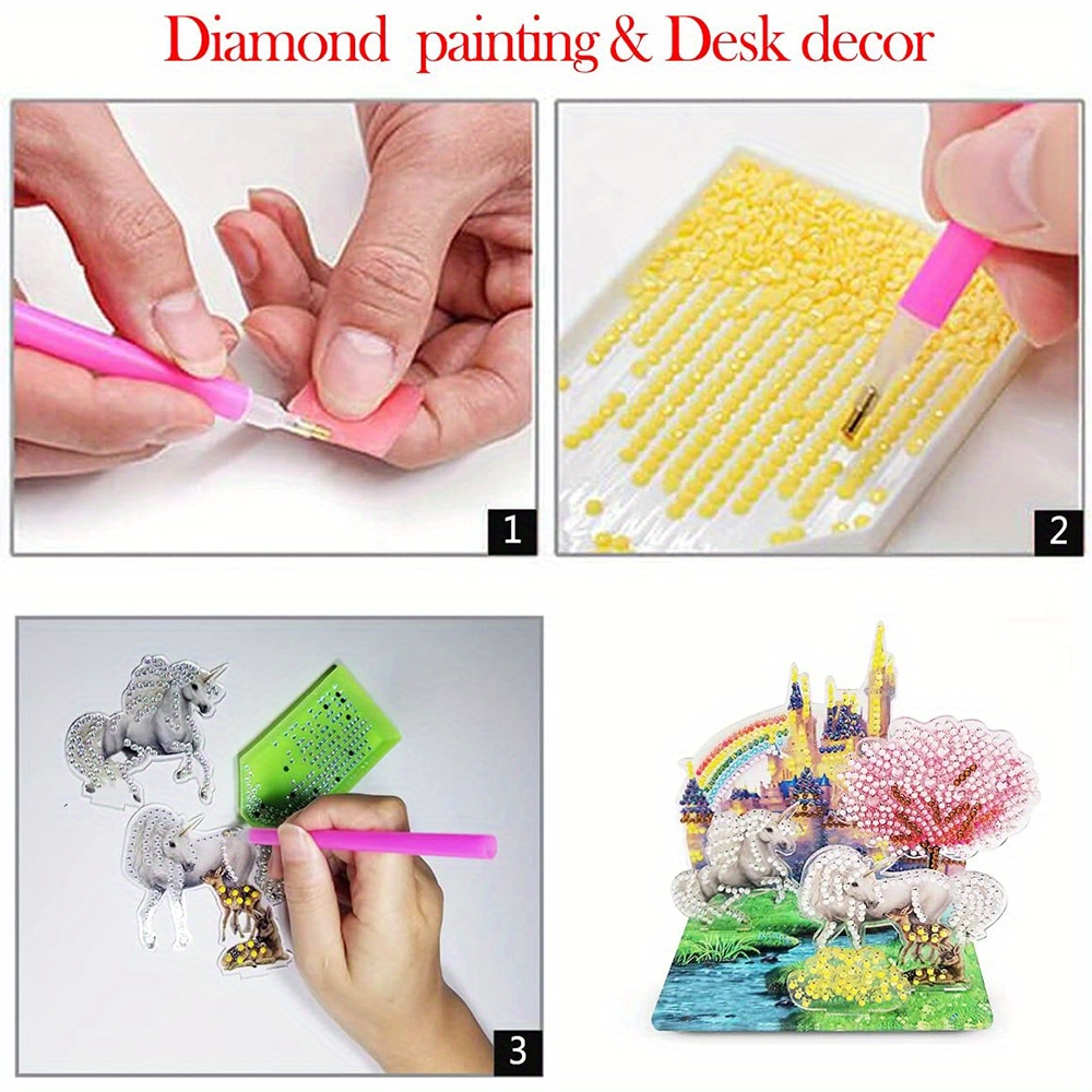 3D Pop Up Puzzle Artificial Diamond Painting Kit Adult Unicorn 3D  Artificial Diamond Art DIY Puzzle Kit For Home/Desk Decoration Gifts