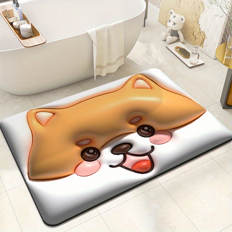 Cartoon Dog Pattern Bath Rug Soft Non slip Absorbent - Temu