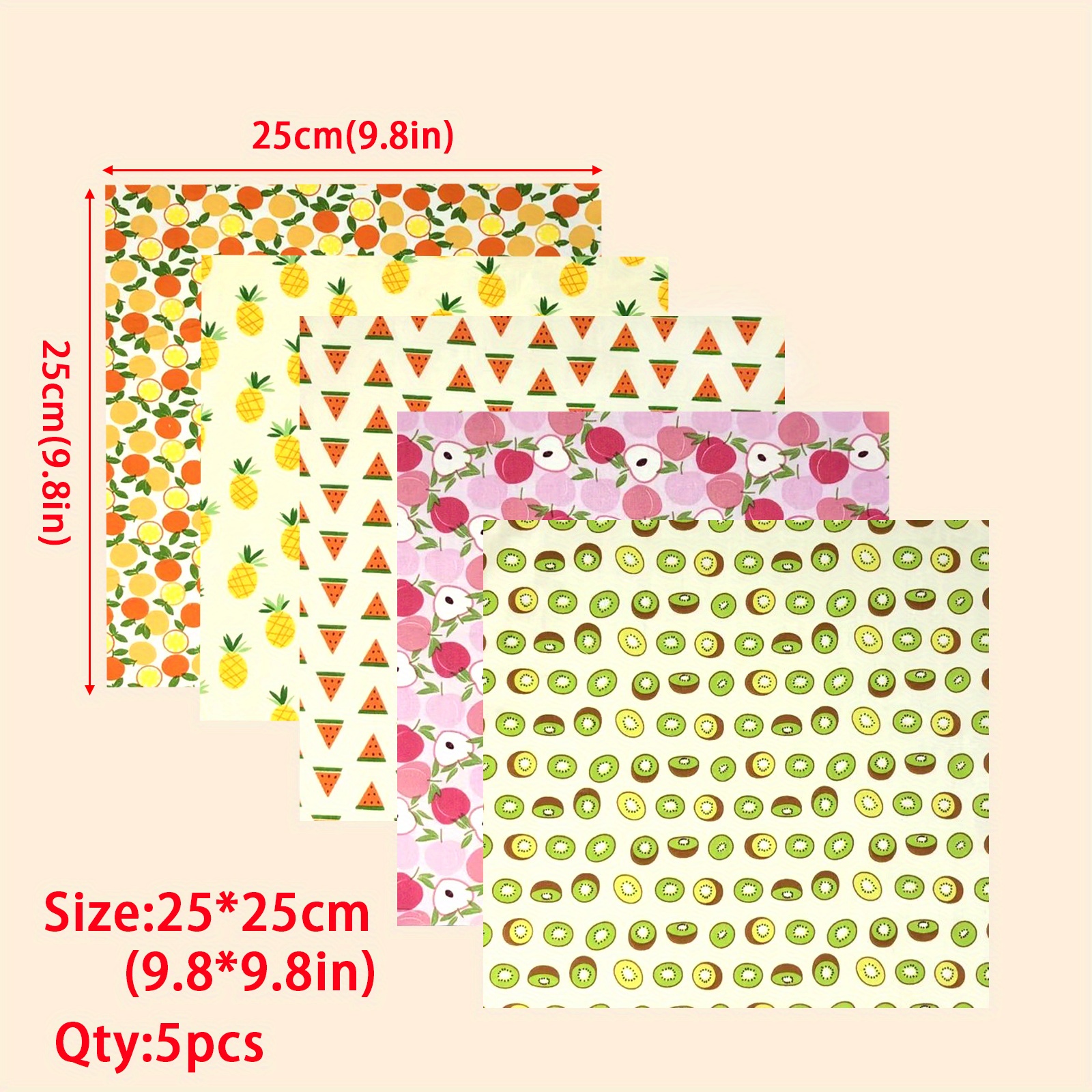 Printed Fruit Fabric Fat Quarters Bundles Quilting Sewing - Temu
