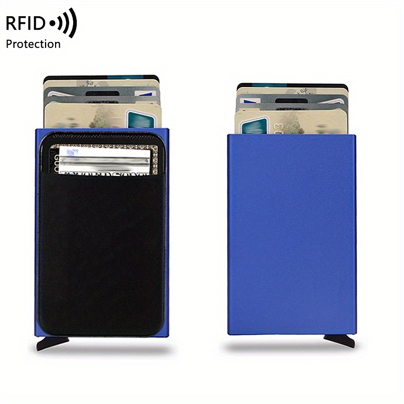 Mens Minimalist Rfid Blocking Automatic Pop Up Card Holder Ultra Thin