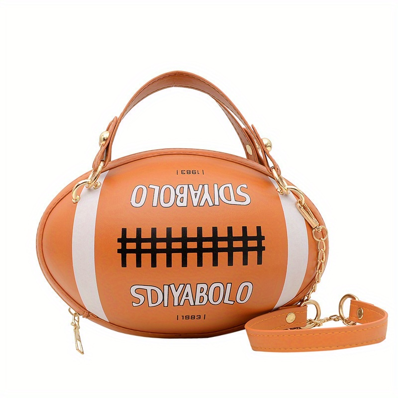 EQWLJWE Unique Football Shaped Cross Body Bag Round Handbag PU