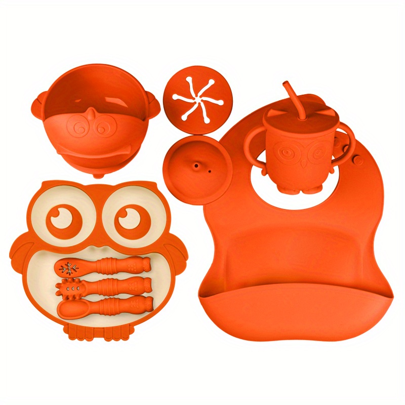 CSFICTS Baby Led Weaning Supplies Baby Feeding Set - Silicone Suction  Bowls, Divided Plates, Straw Sippy Cup