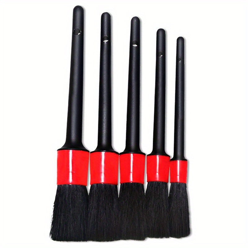 5pcs Car Exterior Interior Detailing Brush Boar Hair Bristles Brush For Car  Dashboard Cleaning Accessories Auto Detail Tools