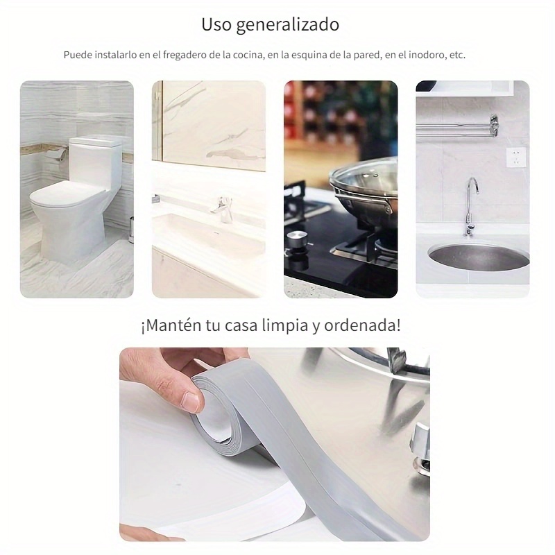 Cinta adhesiva para calafateo, impermeable, autoadhesiva, para bañera,  baño, ducha, inodoro, cocina, fregadero, pared, borde de esquina, protector  de