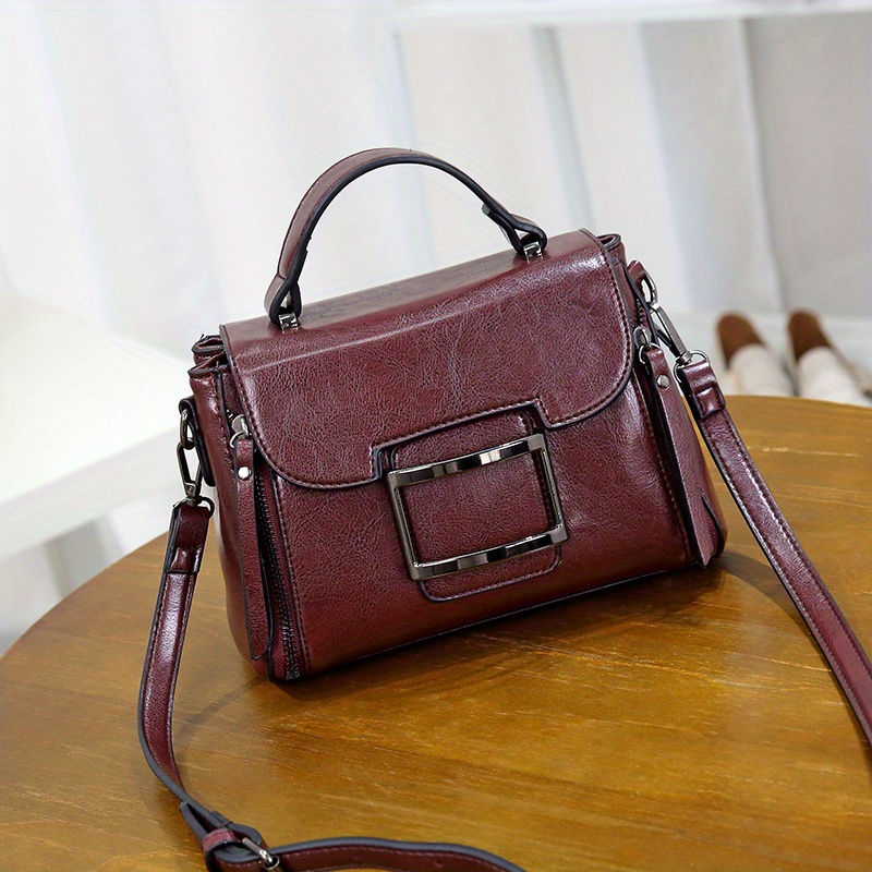 Fashion Women's Top Handle Satchel Handbags Leather Evening Bag Purses Small Hard Square Box Shoulder Bags