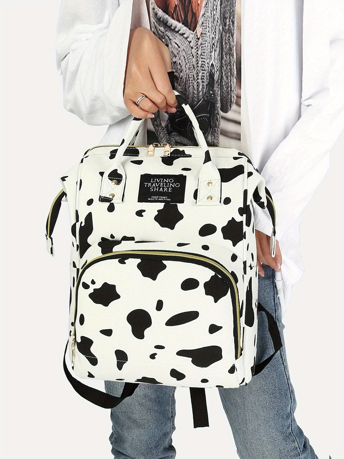 Cow print diaper bag 2024 backpack