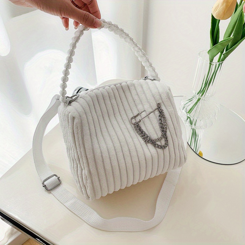 Mini Cute Corduroy Handbag Simple Casual Crossbody Bag Temu