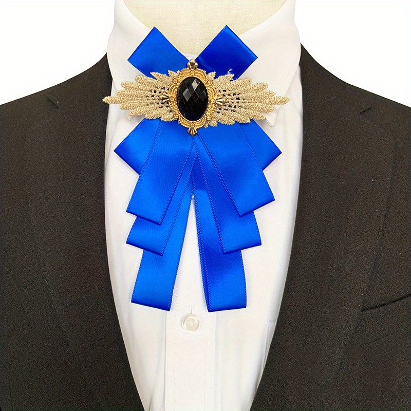 Satin Necktie Jeweled British Layer Bow Necktie