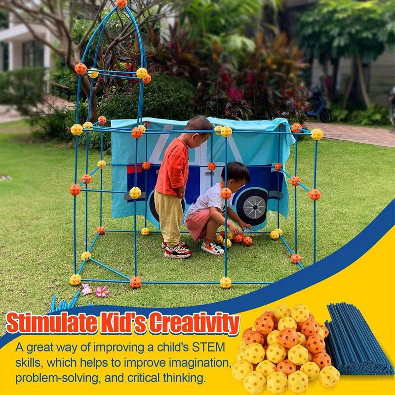 SpringFlower Fort Building Kit for Kids,STEM Construction Toys, Educational  Gift for 3 4 5 6 7 8 9 10 11 12 Years Old Boys and Girls,Ultimate Creative