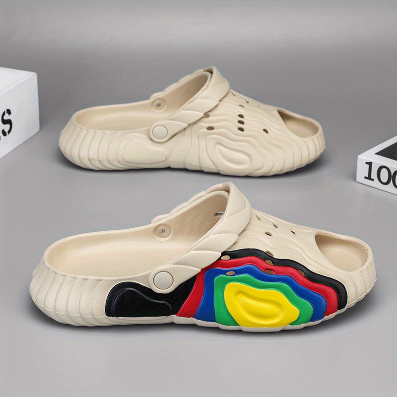 Men's Rainbow Stitching Print Summer Home Slippers