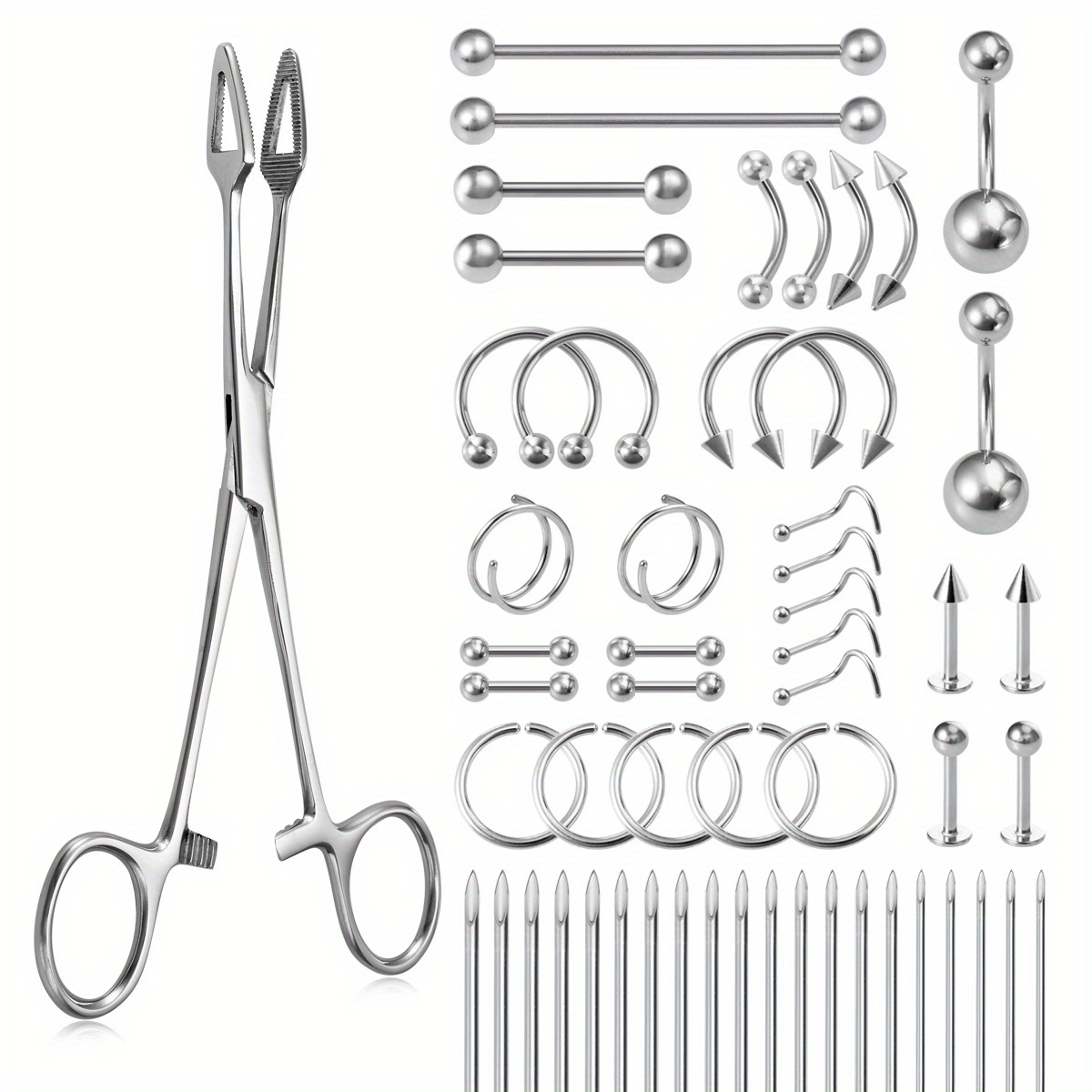 4pcs / Set New Stainless Steel Body Piercing Tools Professional