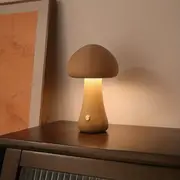 1pc led creative mushroom table lamp wood desk lamp bedroom bedside night light dimmable led lighting creative home decor table lamp unique house warm gift details 7