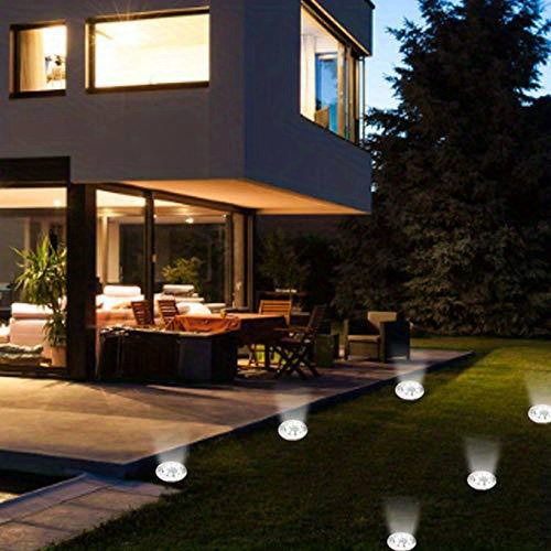 solar ground lights 12 pack 8led solar garden lights outdoor waterproof sidewalk disk bright in ground landscape lighting for lawn patio pathway yard steps deck walkway light warm white white 12 packs details 6