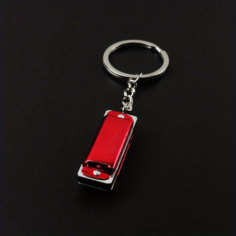 Mini Colorful Harmonica Keychain, Metal Key Ring Pendant