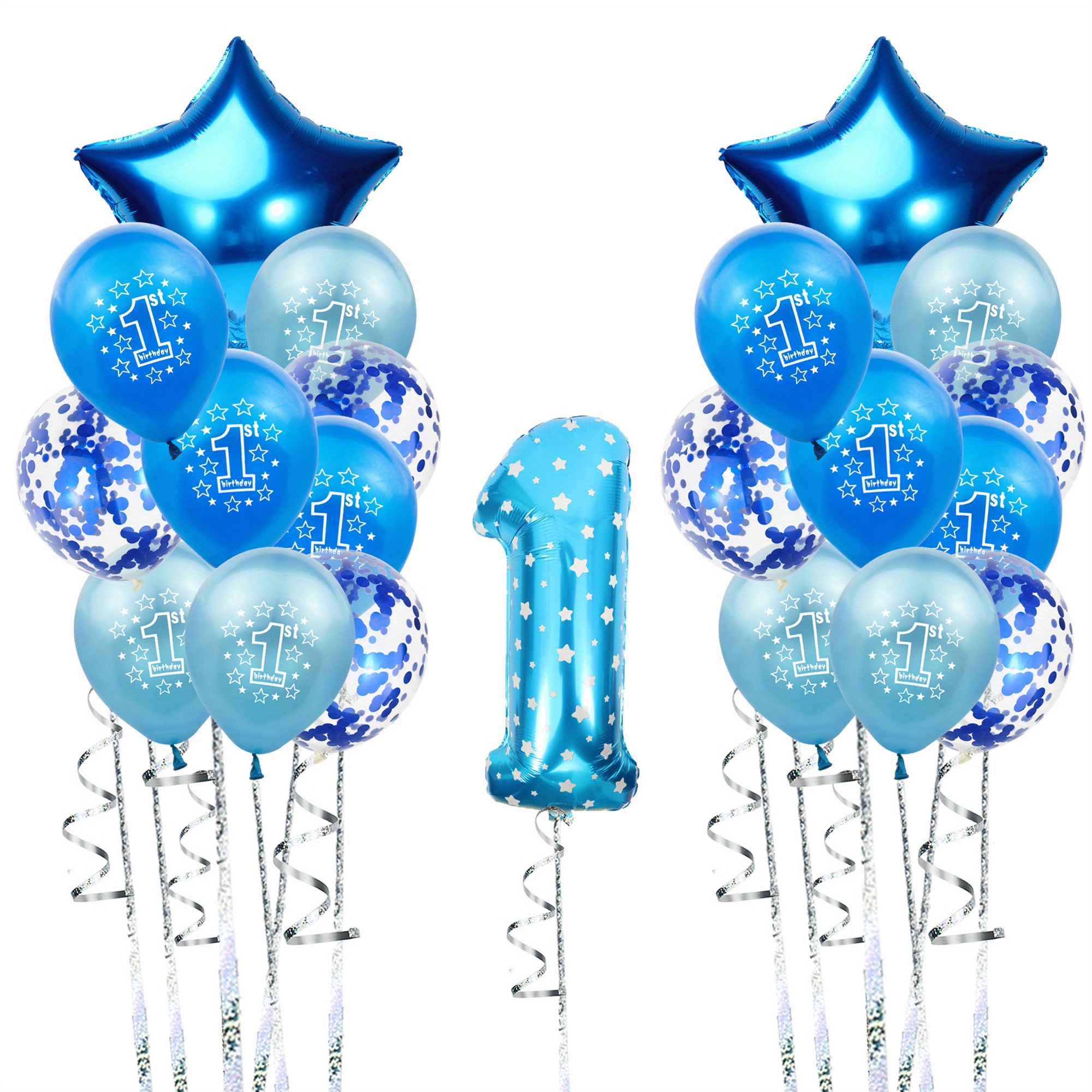 Primer Feliz Cumpleaños Fiesta De Bebé Azul 1er Juego De Globos