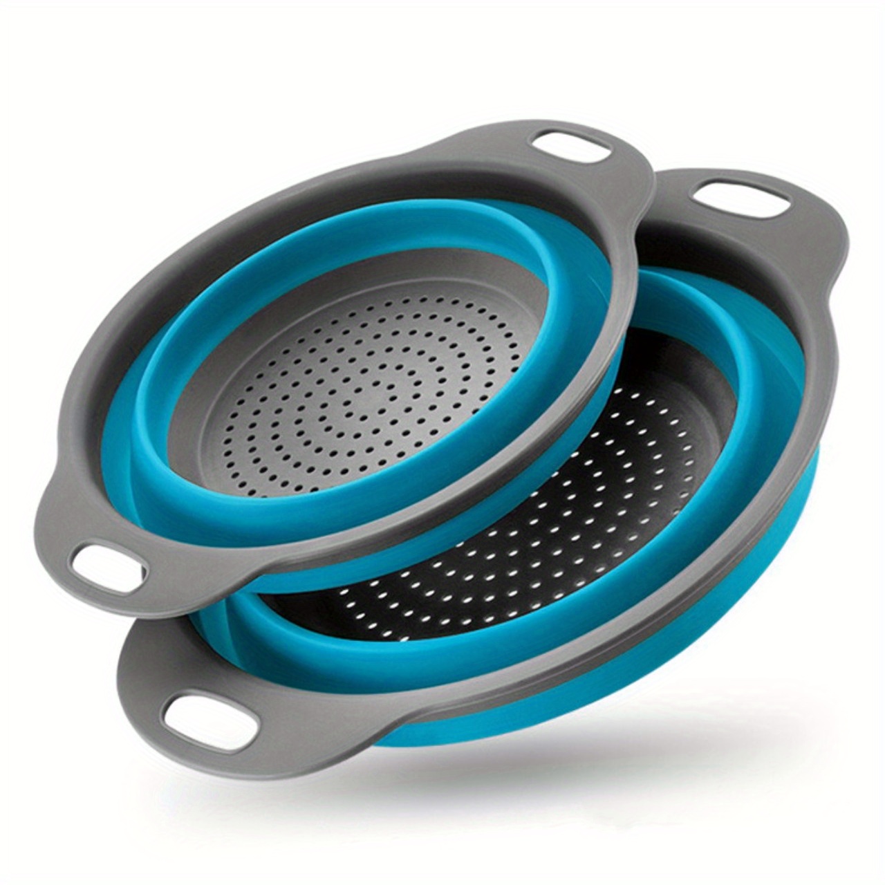 2pcs Collapsible Silicone Drain Basket for Camping Portable Fruit Vegetable Wash