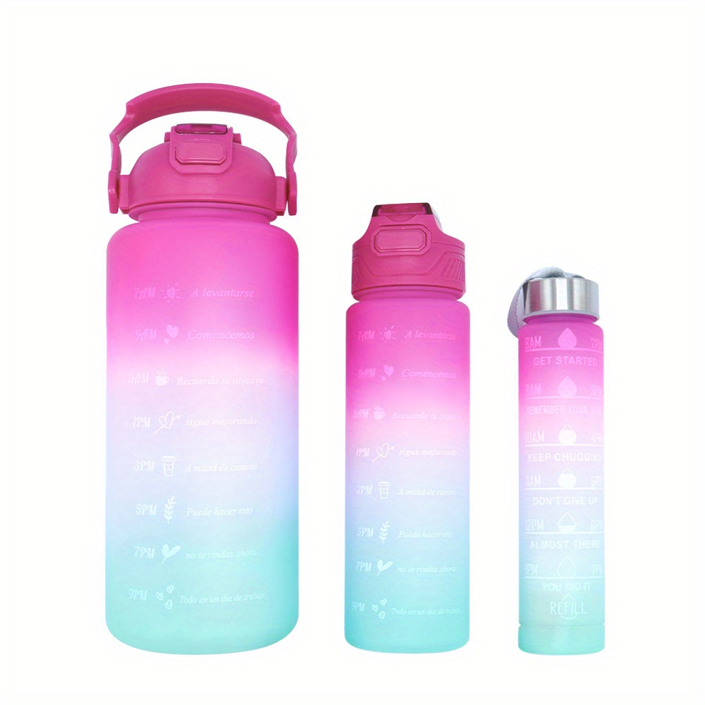 Botella de agua con pajita de plástico de gran capacidad, vaso de agua de  alto valor, gran grasa, 3 unidades por juego