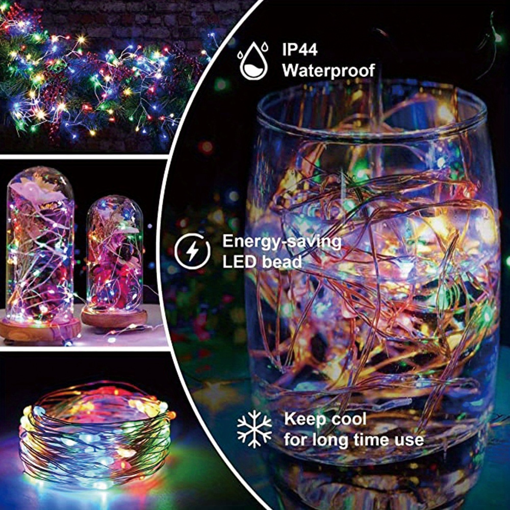 1 set rgb automatic flashing string light multicolor fairy lights waterproof string lights outdoor indoor bedroom decor twinkle lights for room xmas party wedding christmas tree decoration glow in dark party supplies details 4