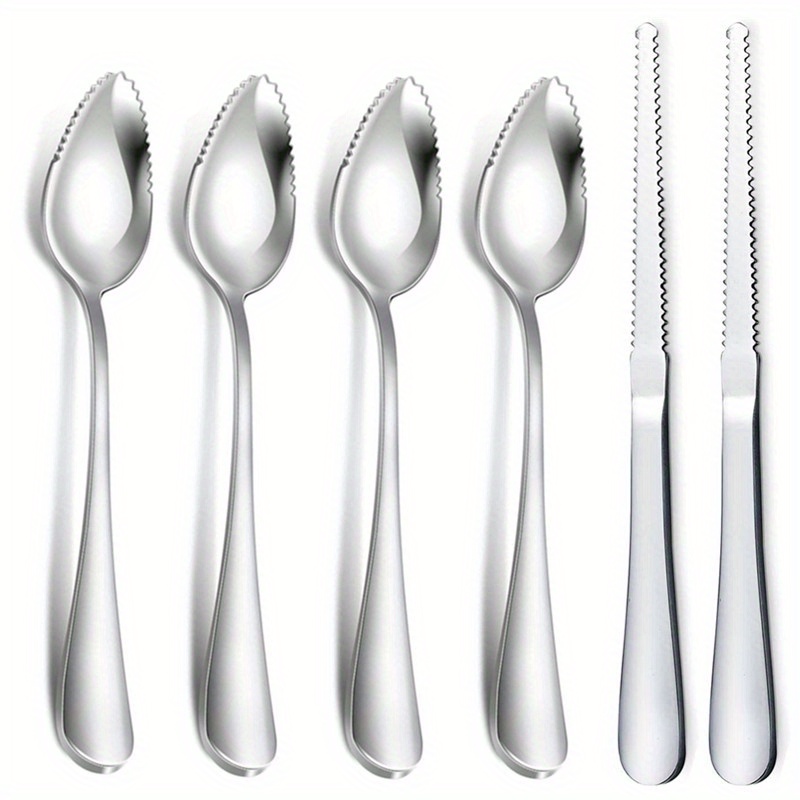 Grapefruit Spoons And Knives Set stainless Steel Grapefruit - Temu