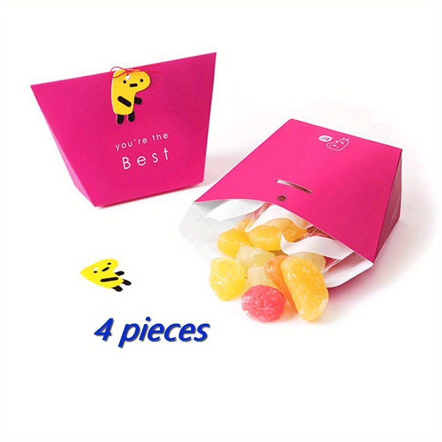 4pcs Bakery Cookies Gift Bag Snack Egg Tart Packaging Handbag Box