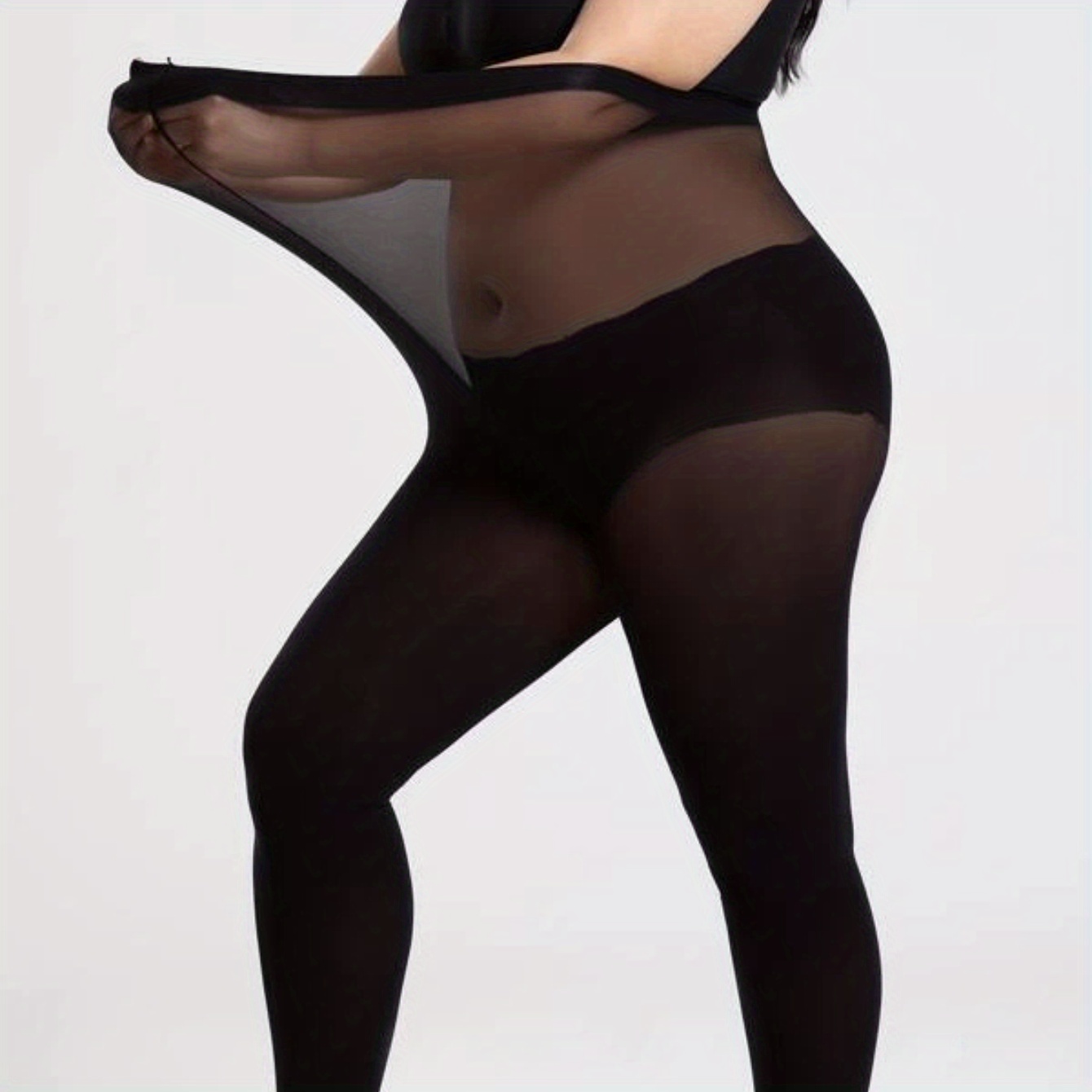 Plus Size Solid High Rise High Stretch Tights For 0xl-2xl, Women's Plus  Comfort Casual Pantyhose Leggings - Temu