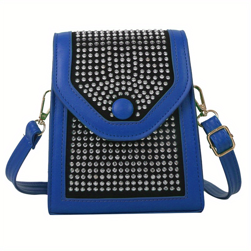 Mini Crossbody Phone Bag With Diamond Pattern