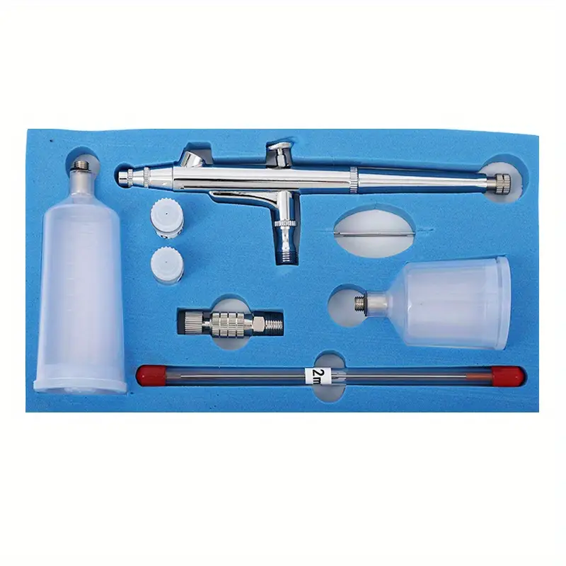 Airbrush Kit 0.3mm Dual-Action Air Brush Gun With 20cc And 40 Cc Plastic  Fluid Cups - Extra 0.2mm & 0.5mm Nozzles Needle Air Caps And Quick Release  Di