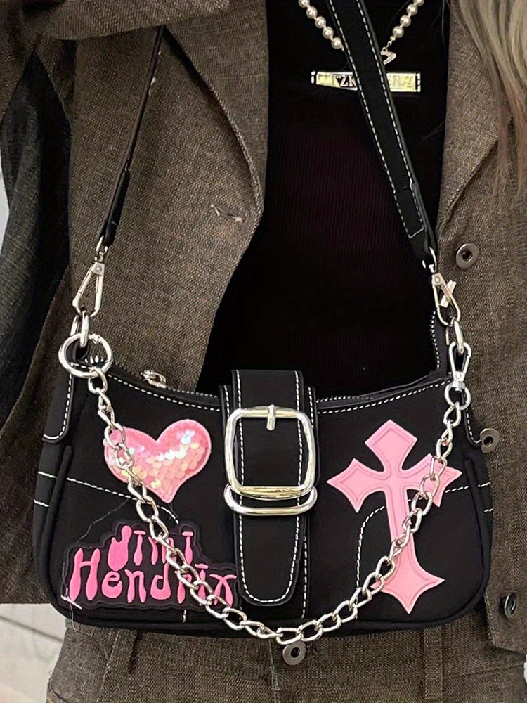 Mini Y2K Style Heart Shape Shoulder Bag, Trendy Punk Crossbody Bag, Pink  Motorcycle Style Rivet Bag,Crossbody Bags for Women Leather Cross Body  Purses Cute,Clutch Shoulder Handbag Fashion Underarm Bag for Women