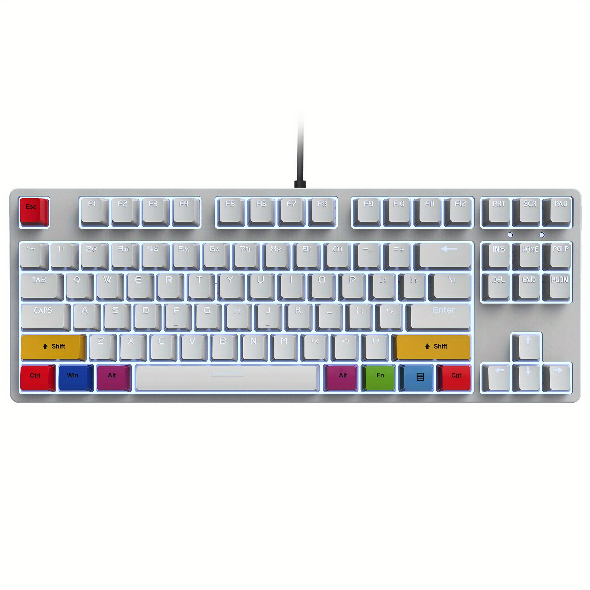 Clavier Mécanique, Filaire Compact PC PBT Custom Dye Sublimation Keycaps  Clavier Pad Red Switch Clavier De Jeu Mécanique 87 Touches Pour  Ordinateur/or