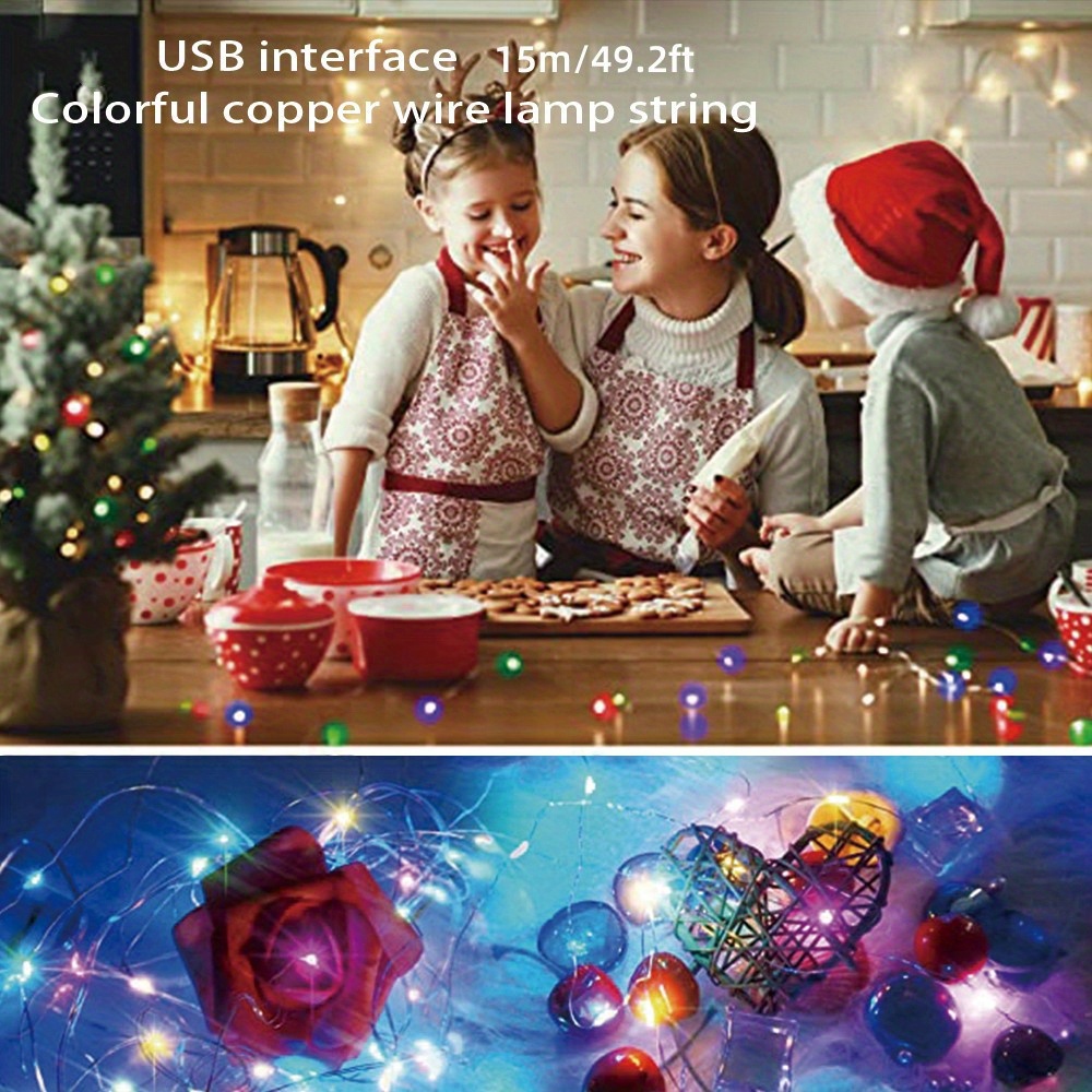 1 set rgb automatic flashing string light multicolor fairy lights waterproof string lights outdoor indoor bedroom decor twinkle lights for room xmas party wedding christmas tree decoration glow in dark party supplies details 3