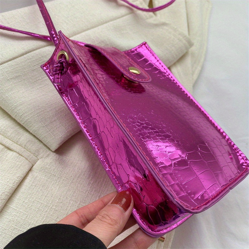 Retro Classic Crocodile Pattern Clutch Shoulder Tote Handbag with Zipper Closure Small Purse for Women