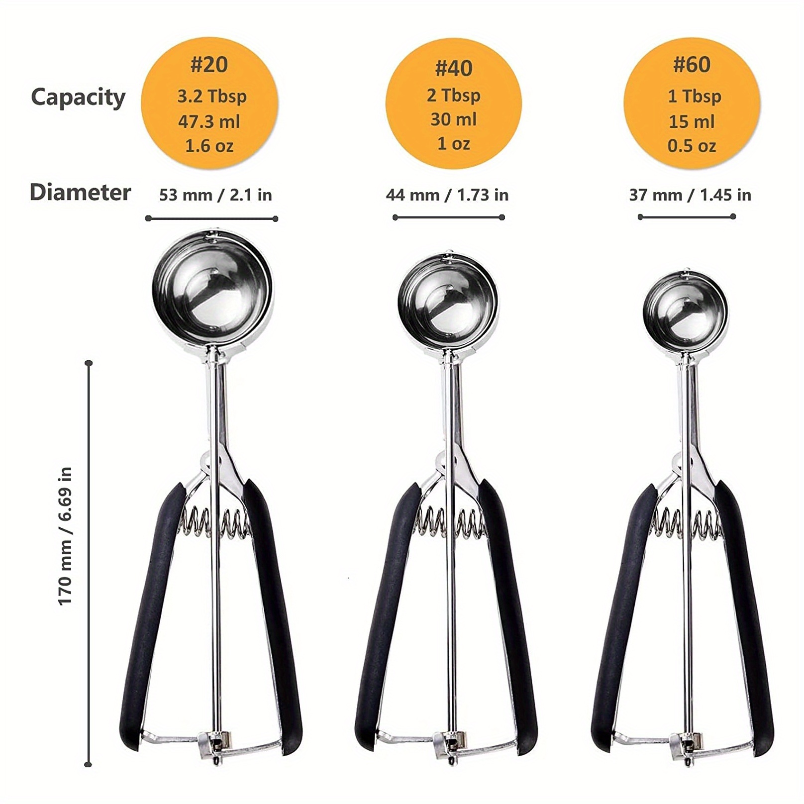 Cookie Scoop Set Ice Cream Scoop Set 3 PCS Cookie Scoops for Baking Include  Large-Medium-Small Size Select 18/8 Stainless SteelSmall Scoops for Cookie,  Ice Cream, Cupcake, Muffin, Meatball