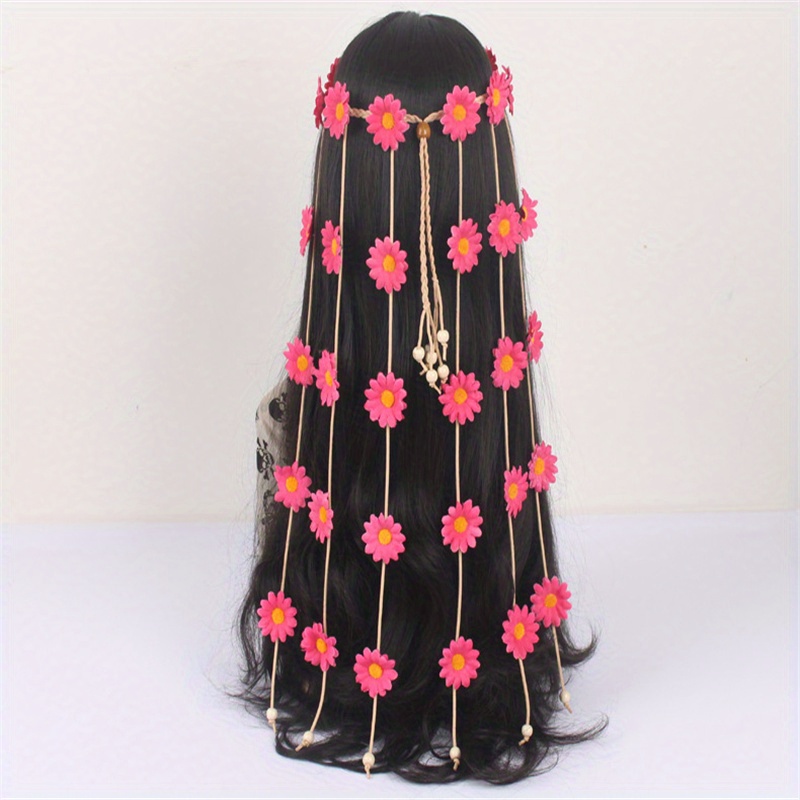 Bohemian Daisy Headband with Tassel for Bride's Headdress