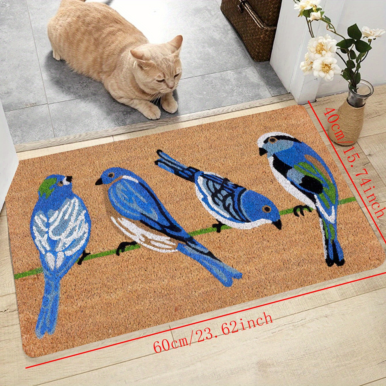 Colorful Bird Branch Square Door Mat Indoor Entrance, Tree Birds Animal Non  Slip Absorbent Doormats, Wear Resistant Floor Mats Area Rugs For Home  Kitchen Patio, Thanksgiving Christmas Home Decor - Temu