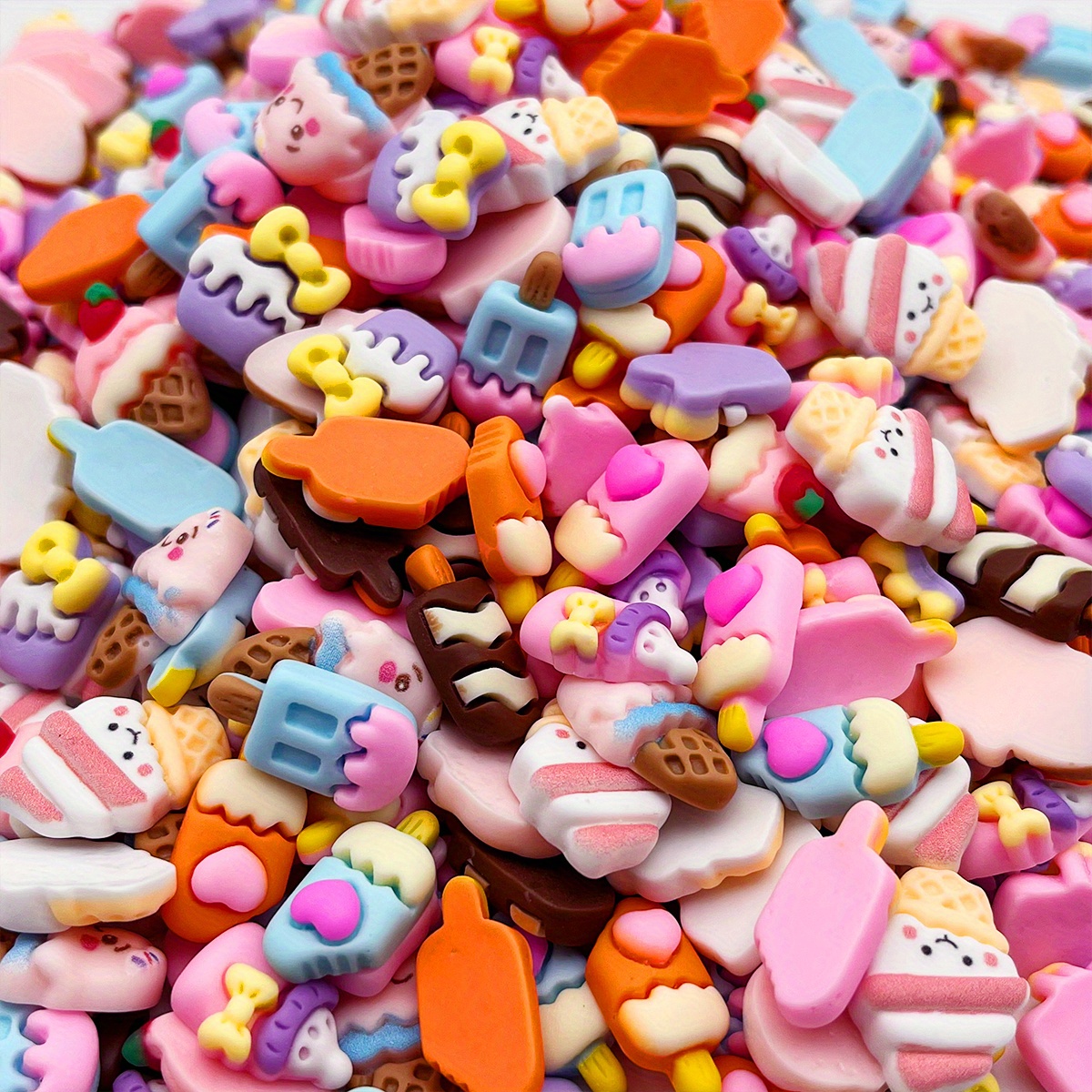 50pcs kawaii cartoons ice cream cone resin mix flatback charms for diy scrapbooking phone case   hair clip details 9