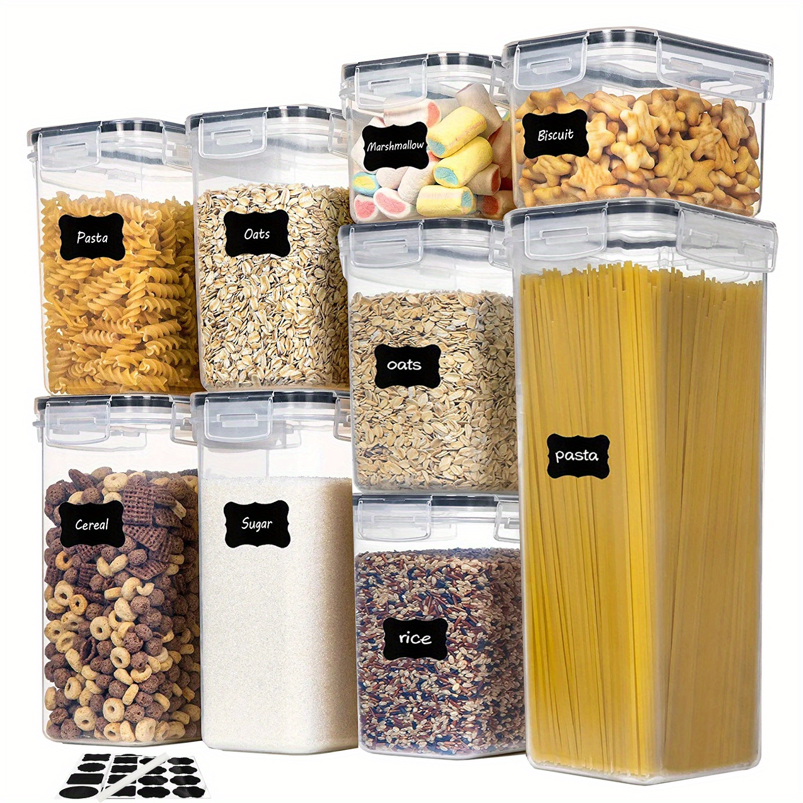 Airtight Food Storage Containers Set 15Pcs With Lids, Cereal Flour Sugar  Canister Set, BPA Free Plastic Dry Food Bins Pantry, Kitchen Organization  and Storage, for Counter Spaghetti Flour Sugar Rice 