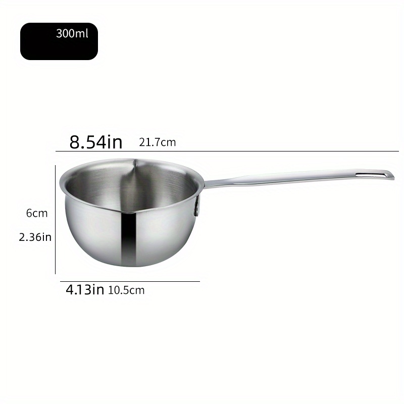 1pc, Small Melting Pot, 10oz 304 Stainless Steel Butter Melting Pot,  Chocolate Warmer Pot, Double Boiler Pot, For Oil Heating, For Gas Stovetop  And In