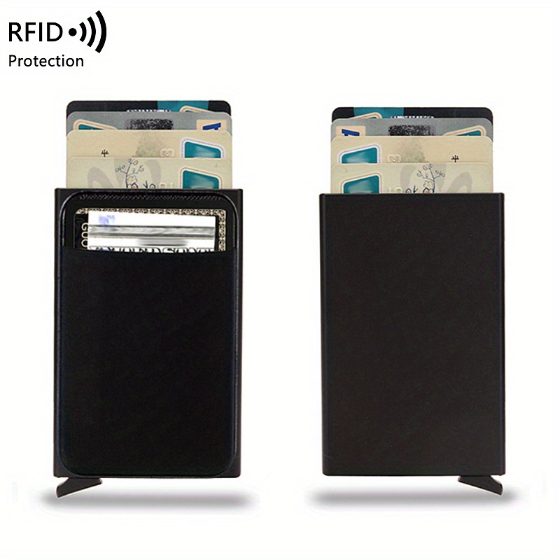 Mens Minimalist Rfid Blocking Automatic Pop Up Card Holder Ultra Thin