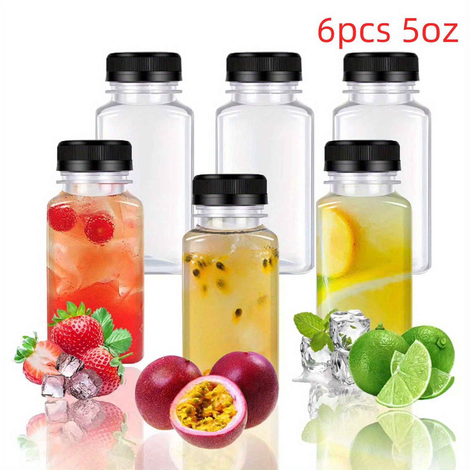 Stock Your Home Plastic Juice Bottles with Lids, Juice Containers, 4oz, 12  Count