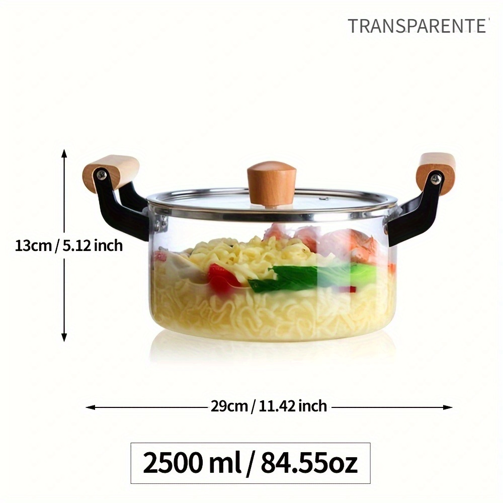 Cacerola de aluminio con tapa de vidrio, cacerola con boquilla, sartén  antiadherente para salsa de leche, olla para salsa, utensilios de cocina  para