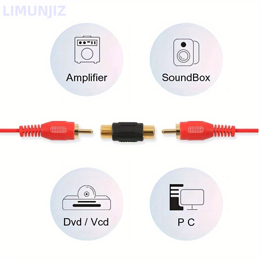 6 Pcs Gold Plated Rca Female To Rca Female Coupler Compatible With