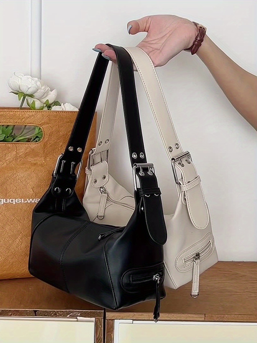 Trendy Solid Color Shoulder Bag Stylish Faux Leather Handbag Portable  Storage Bag For Outdoor Four Piece Bag Sets - Bags & Luggage - Temu