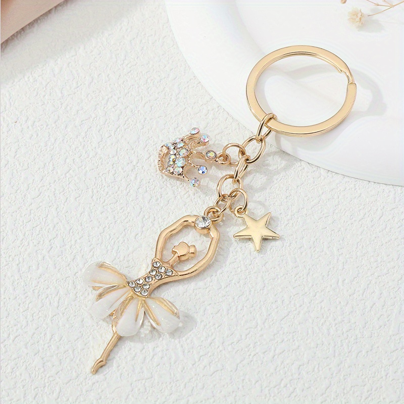 1pc Nxqxn Keychain For Women - Elegant Crown-like Floral, Birthday Gift For Dancers, , Royalty - Durable Everyday Or Special Occasion Key Ring