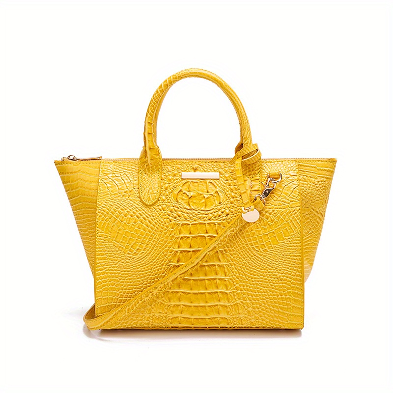 Crocodile Embossed Tote Bag, Ombre Color Handbag, Women's Leather Satchel  Purse - Temu Philippines